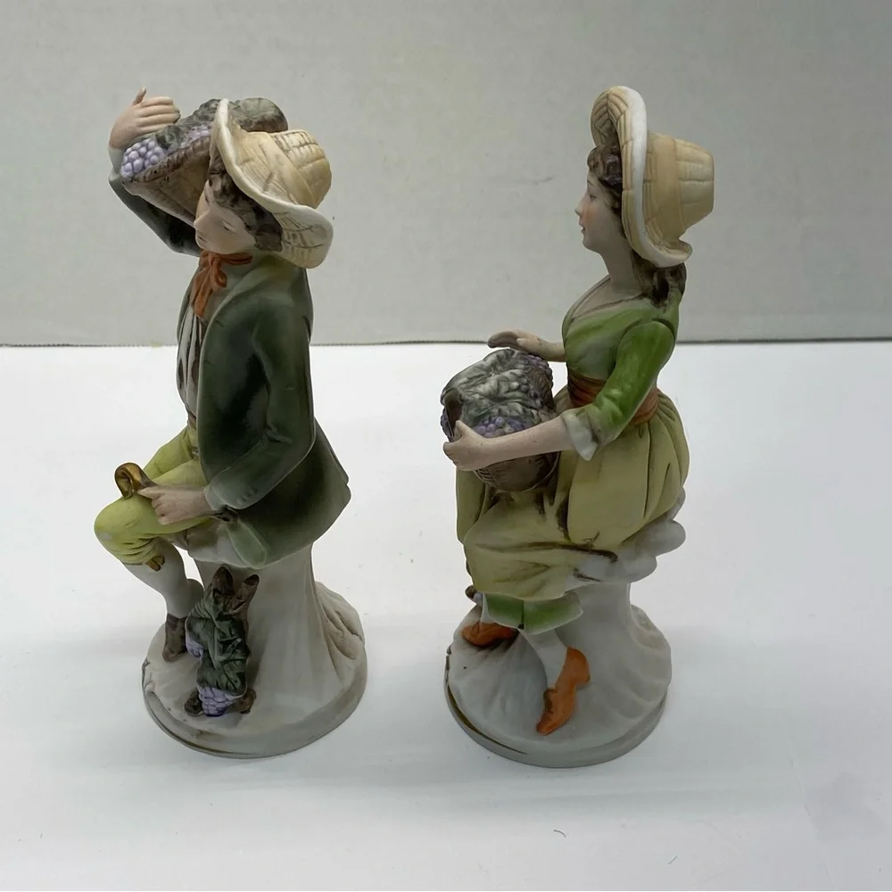 Vintage Homco Vineyard Couple Figurines Man & Woman#1258 Grapevine Harvesters 8